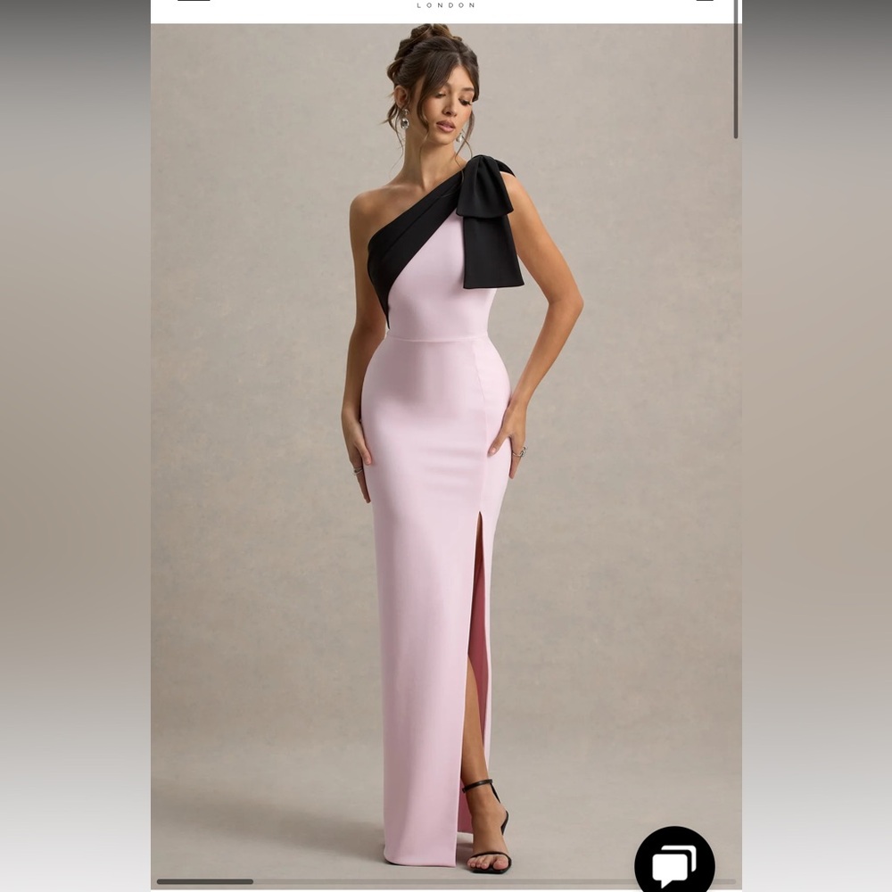 Club L London Pink and Black One Shoulder Dress